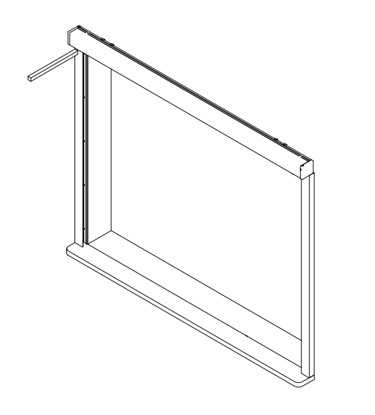 Isometric diagram of Nano Box shade frame with side channels aligned to end caps