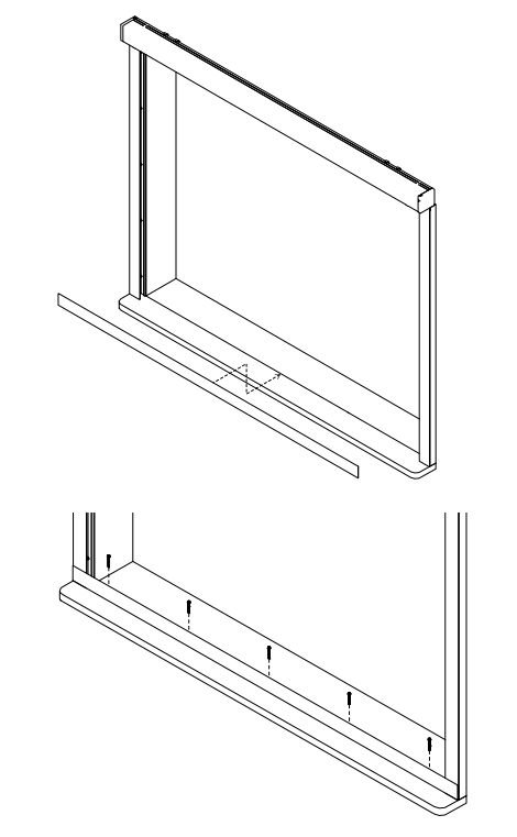 Nano sill channel exploded view and screw hole placement diagram for bottom installation