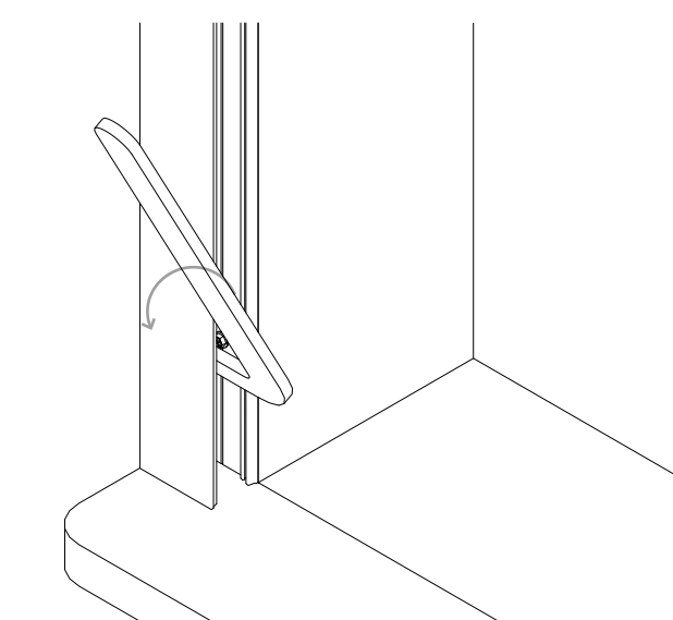 Side channel removal tool inserted at an angle into Nano channel, arrow indicating downward rotation to pry apart