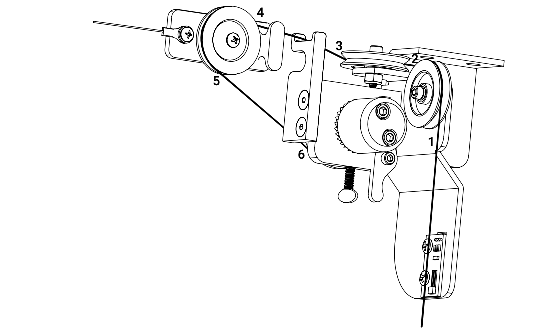 Exploded diagram of KAOS bracket assembly with six numbered component callouts