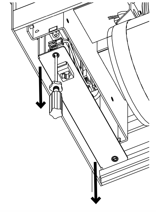 Screwdriver driving screw downward into KAOS bracket during case installation step