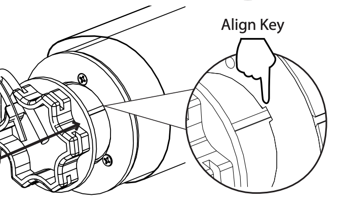Small tube: Motor fully installed with key alignment