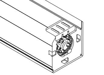 KAOS V1 cassette housing end cap with motor assembly attached, isometric view