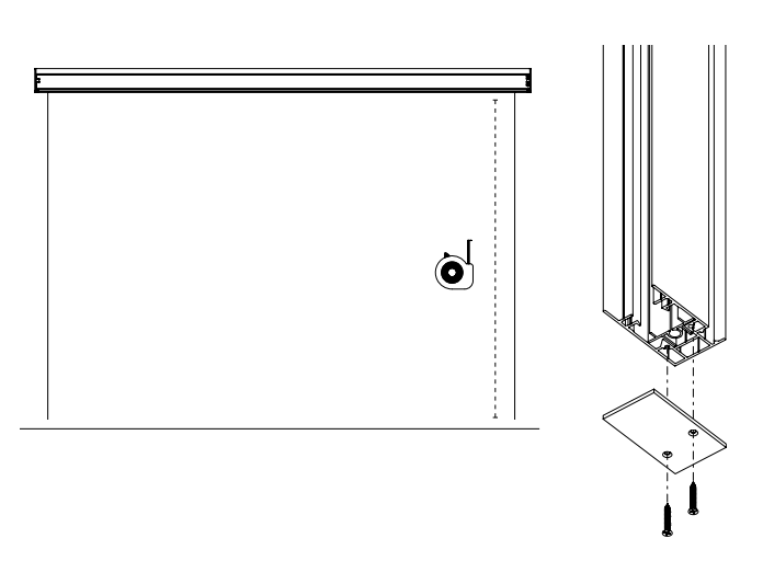 KAOS end cap bracket aligning to housing channel with two screws below