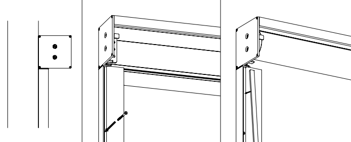 KAOS V1 end cap mounting positions shown from front, ceiling, and wall perspectives