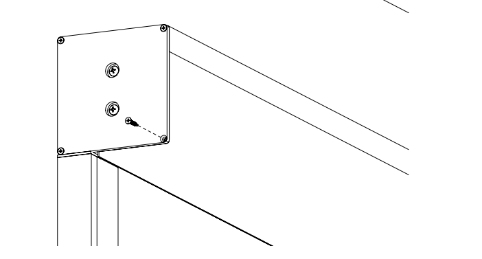 KAOS end cap mounted to housing corner with screw being fastened at bottom-right position