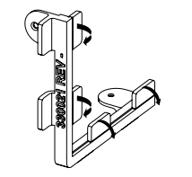 KAOS V1 integrated end cap bracket with mounting hardware, line drawing