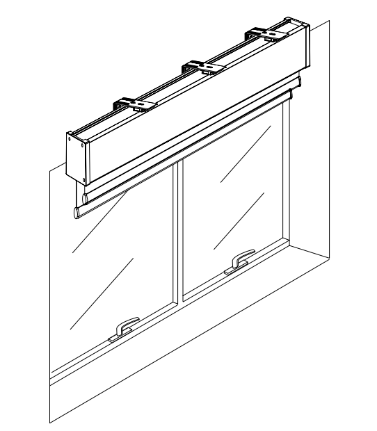 Niño Duo shade mounted above a double window in outside mount configuration, angled view