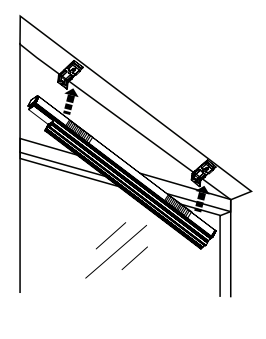 Rotating shade upward toward ceiling brackets to lock into inside mount position
