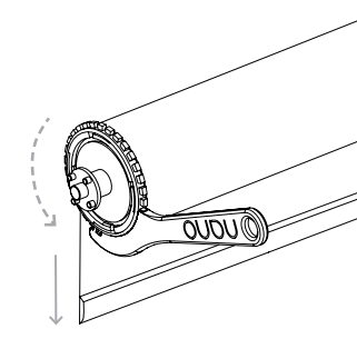 Spanner wrench turning shade limiter counter-clockwise to lower the upper limit on roller shade cassette