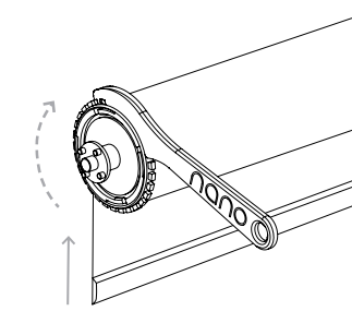 Spanner wrench turning shade limiter counter-clockwise to lower the upper limit