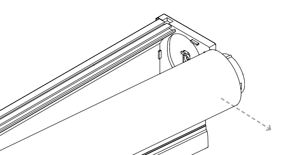 Cassette face being placed from the top onto shade roll and end caps during reassembly