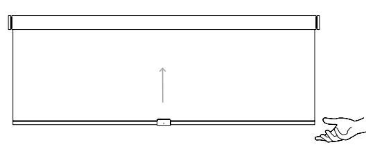 Hand pushing up on the bottom weight bar of a mounted Nano manual shade roll