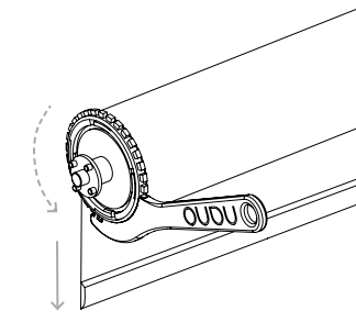 Pre-tension tool inserted into Nano spring control, rotating counter-clockwise to set spring tension