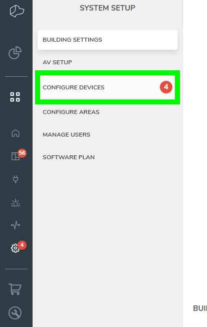 Josh Portal System Setup menu with Configure Devices option highlighted in green, showing 4 pending devices