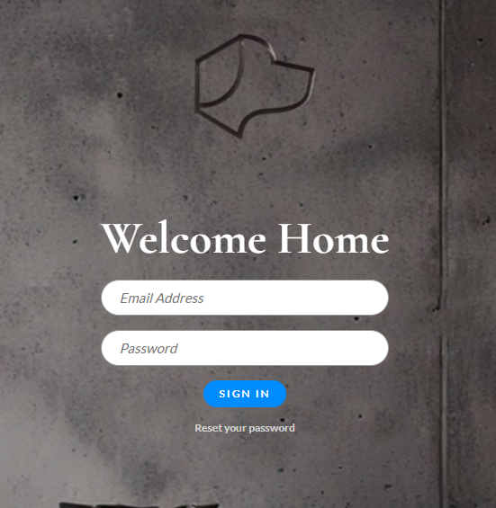 Josh Portal login screen showing Welcome Home heading, email and password fields, and Sign In button