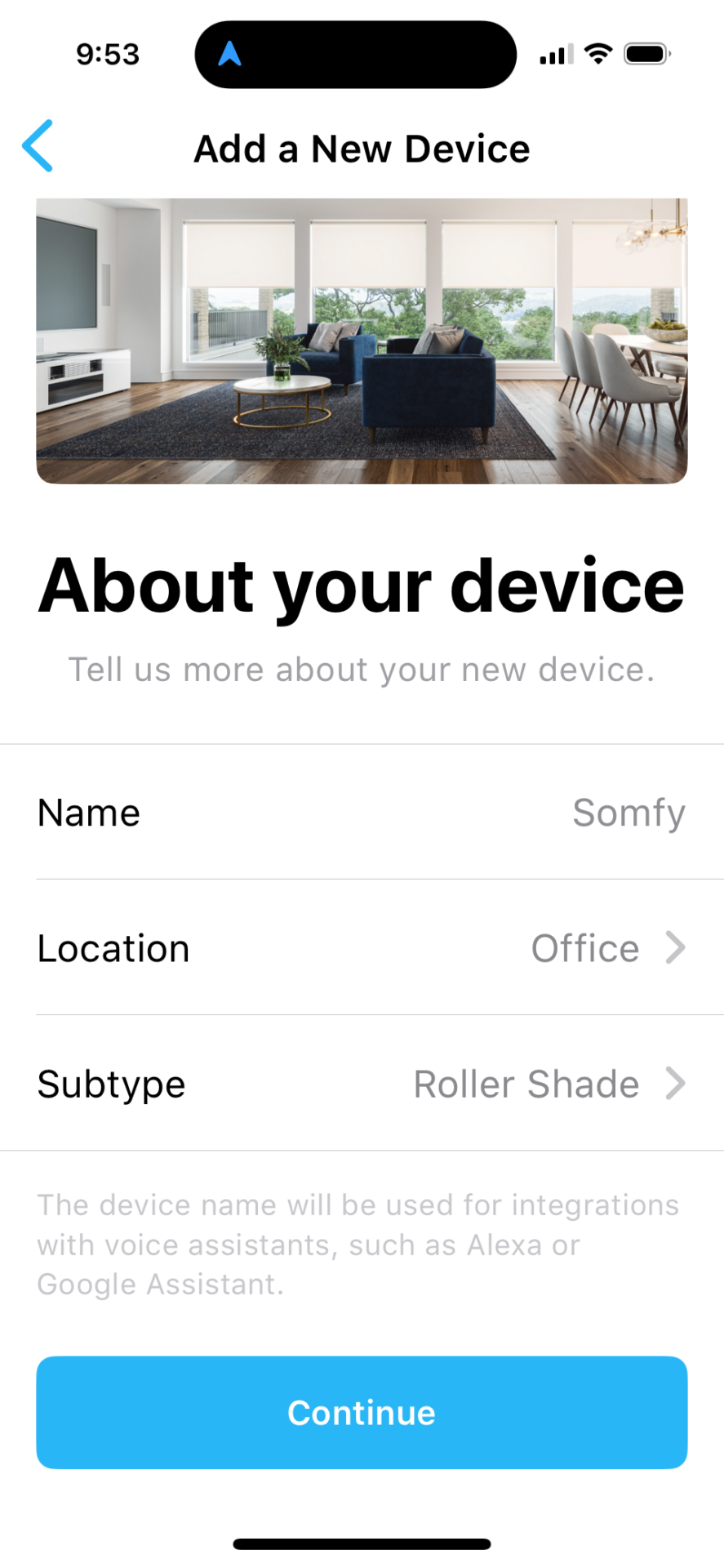 App screen showing