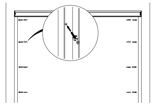 Closeup diagram showing screw loosening on door latch using allen wrench during roll removal step