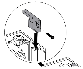 Right-side bracket being inserted downward into wall mount bracket slot during installation