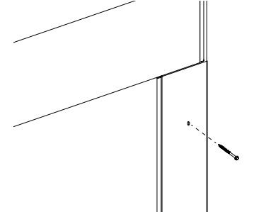 Screw being driven into wall-mounted vertical track bracket near ceiling corner