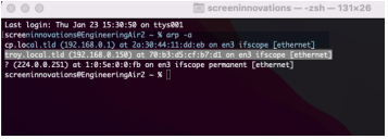 Mac Terminal ARP results