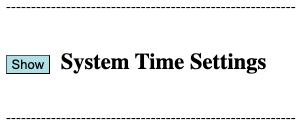 System Time Settings Menu