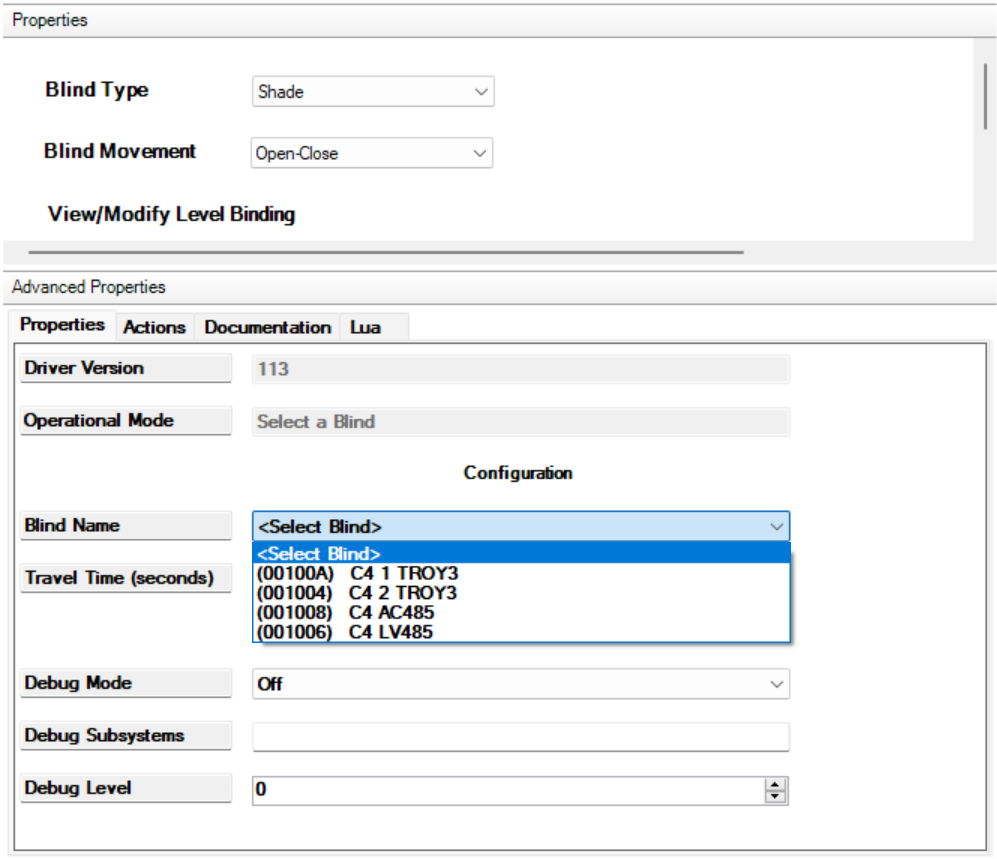 Blind Driver Settings