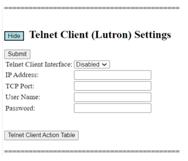 Lutron Settings in TRO.Y