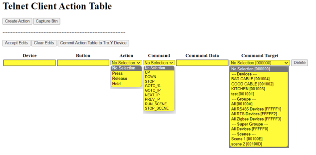 Lutron Device Table