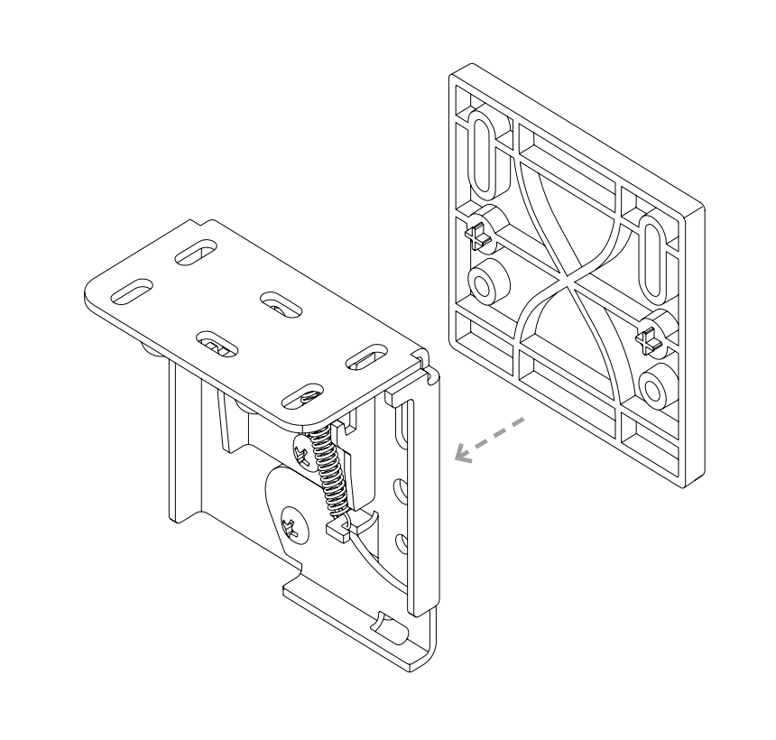 Exploded diagram showing wall bracket and motor end cap separating before assembly