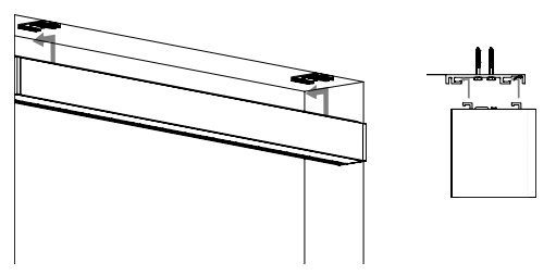 Arrows indicating upward sliding motion to remove material roll from Solo 3 cassette, with cross-section detail view