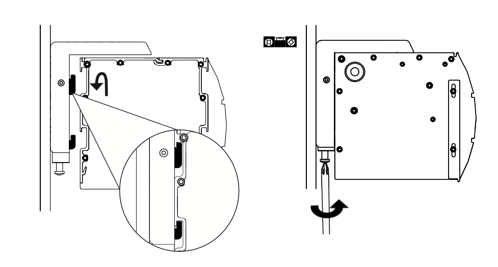 Diagram showing fascia hooking into case and rotating down to lock, with callout detail of hook engagement