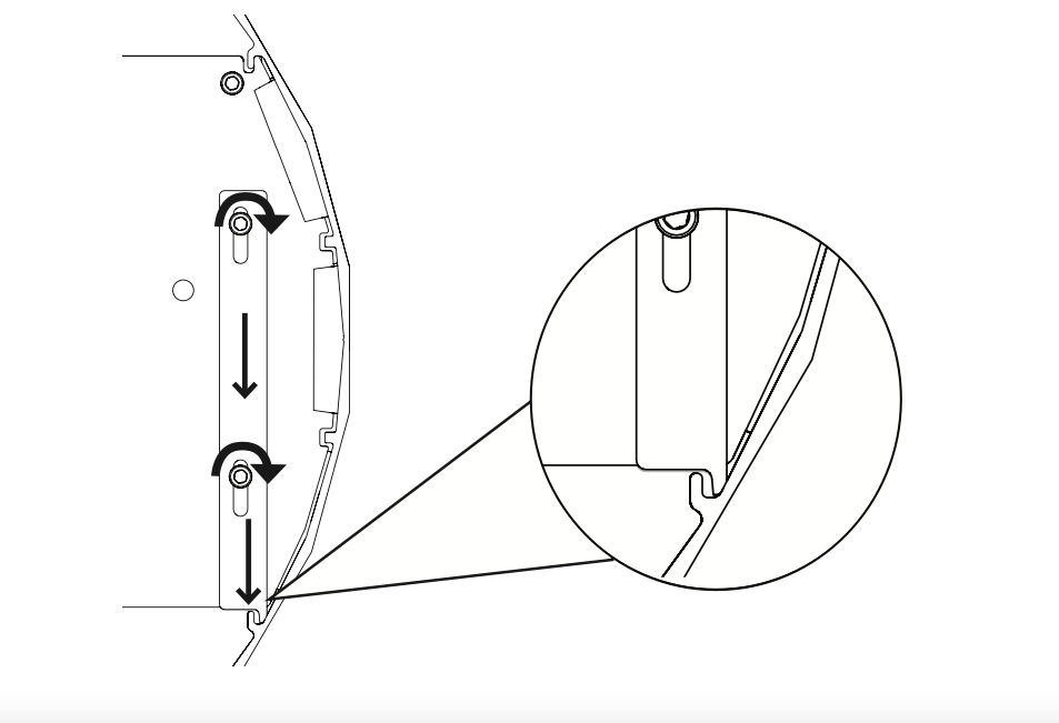 Sliding fascia lock down over fascia with closeup detail of lock engaging case channel