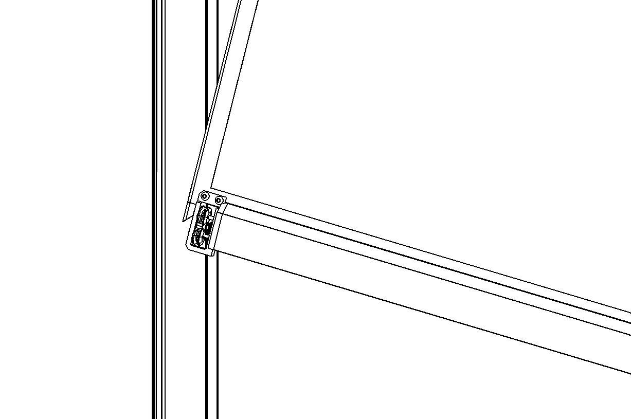 Close-up diagram of cassette door latch rotated inward with roll partially pulled out