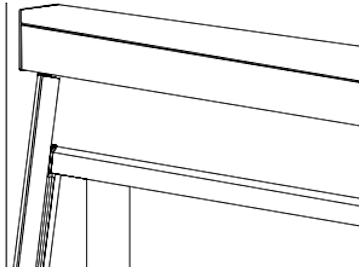 Line drawing showing KAOS cassette door open with roll and latch mechanism visible from corner angle