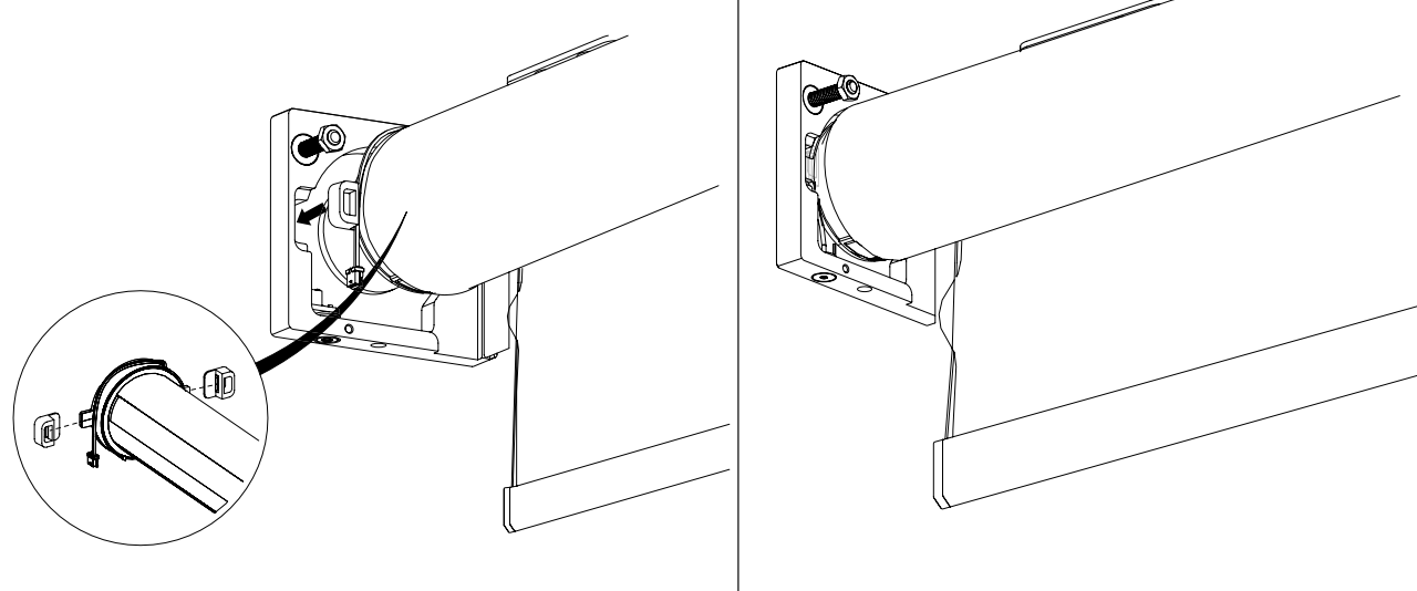 Motor bracket with power cable routing shown before and after wire management completion