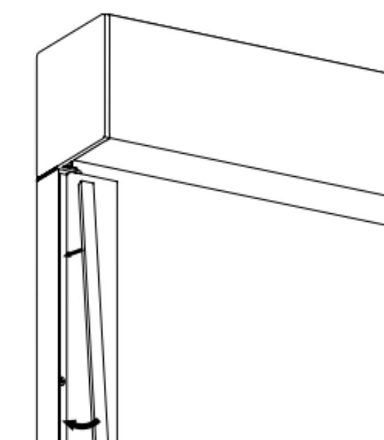 Diagram showing cassette door latch rotating inward after loosening screws with allen wrench