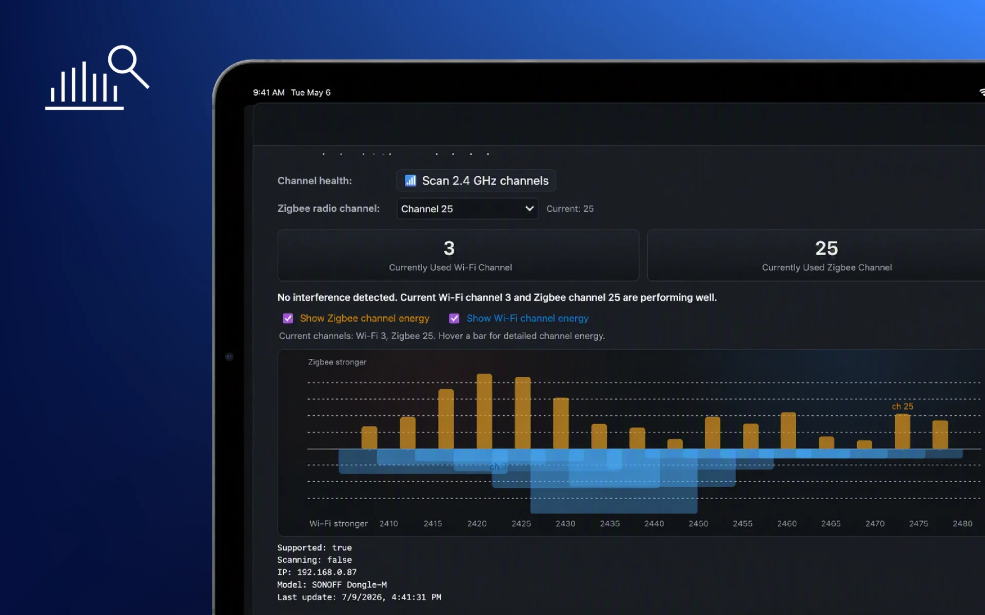 Built-In 2.4 GHz Spectrum Analyzer
