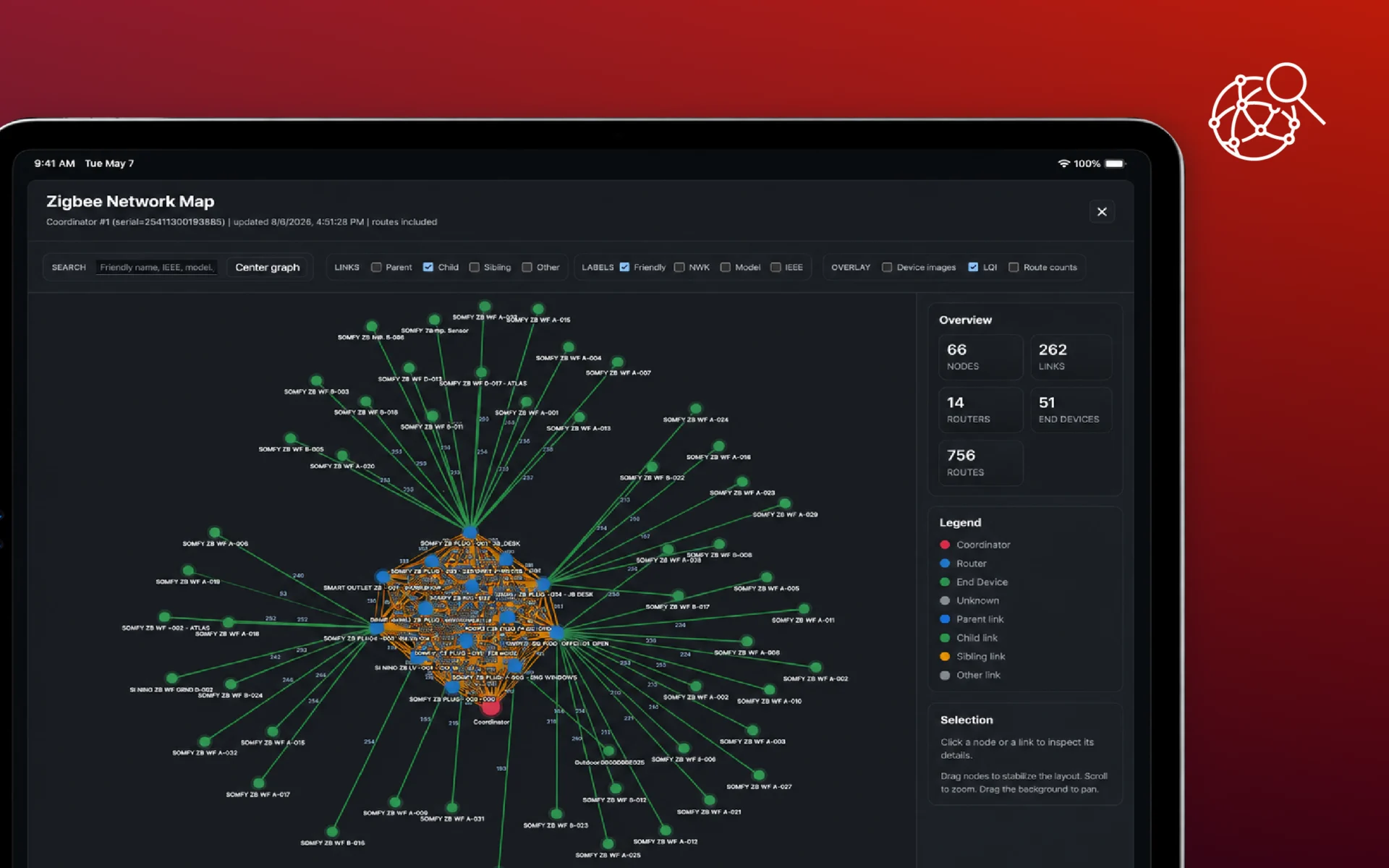 Live Zigbee Mesh Mapping & Diagnostics
