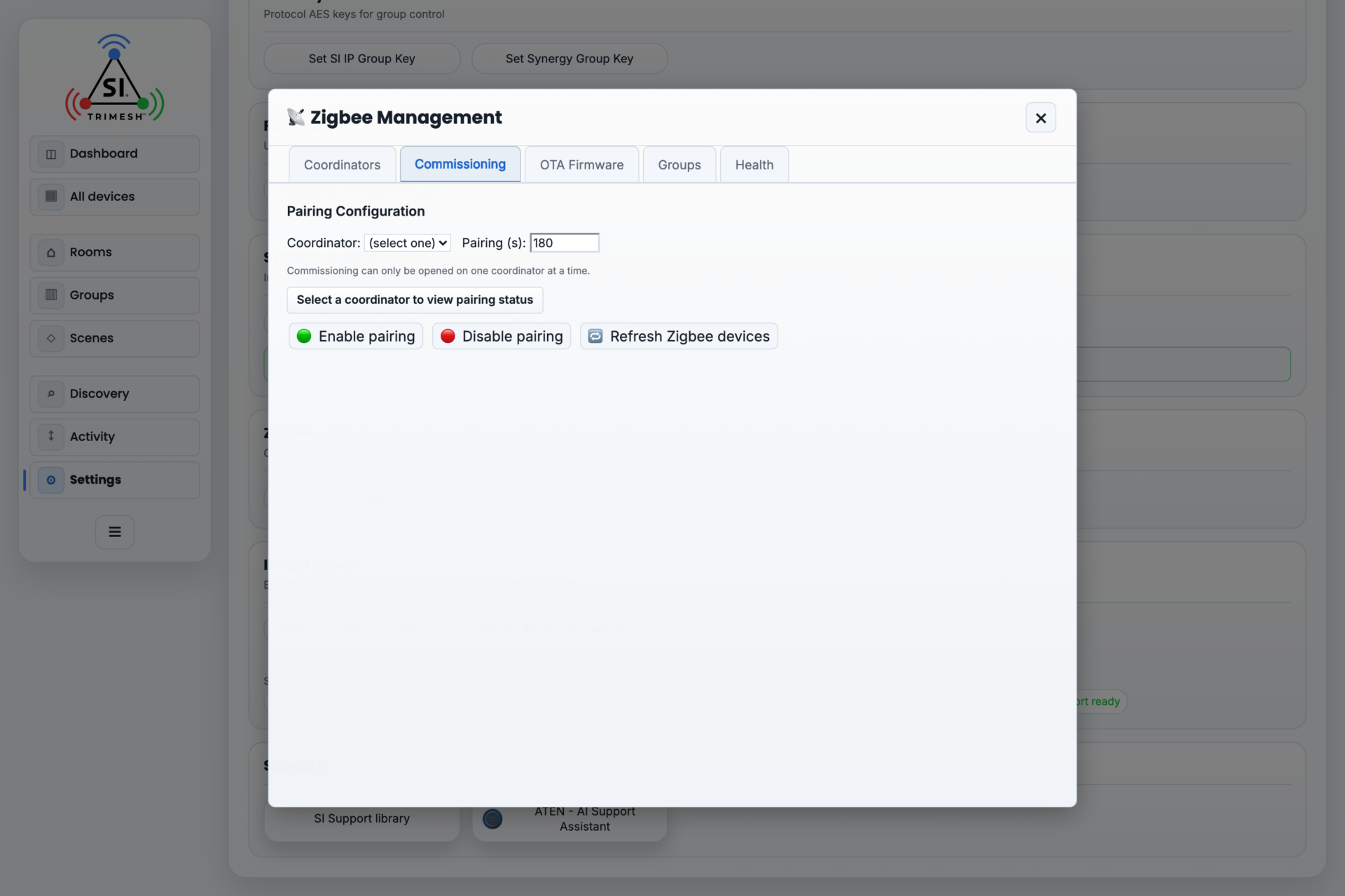 Pairing enabled, with the countdown running.