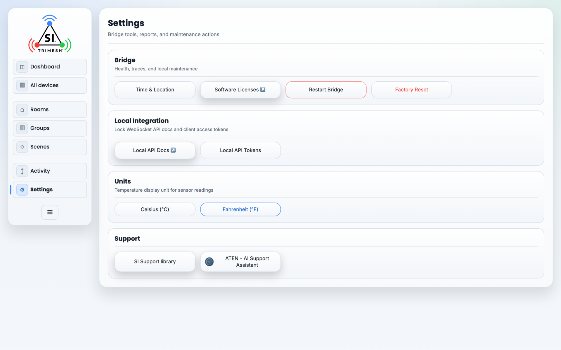 Settings in Simple view — the short, everyday list.