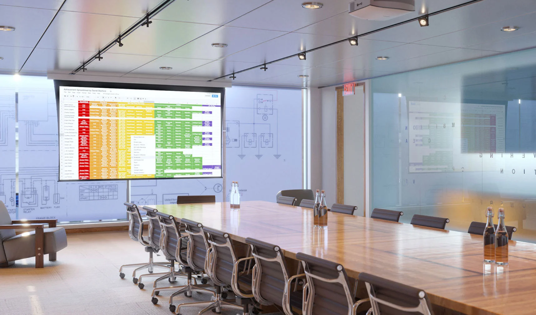 Conference Rom Projection Screen - Deployed