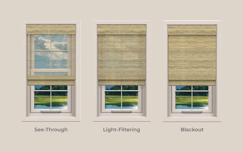 See Through, Light Filtering & Blackout Options