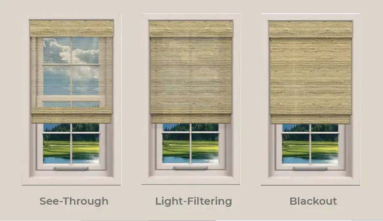 See Through, Light Filtering & Blackout Options