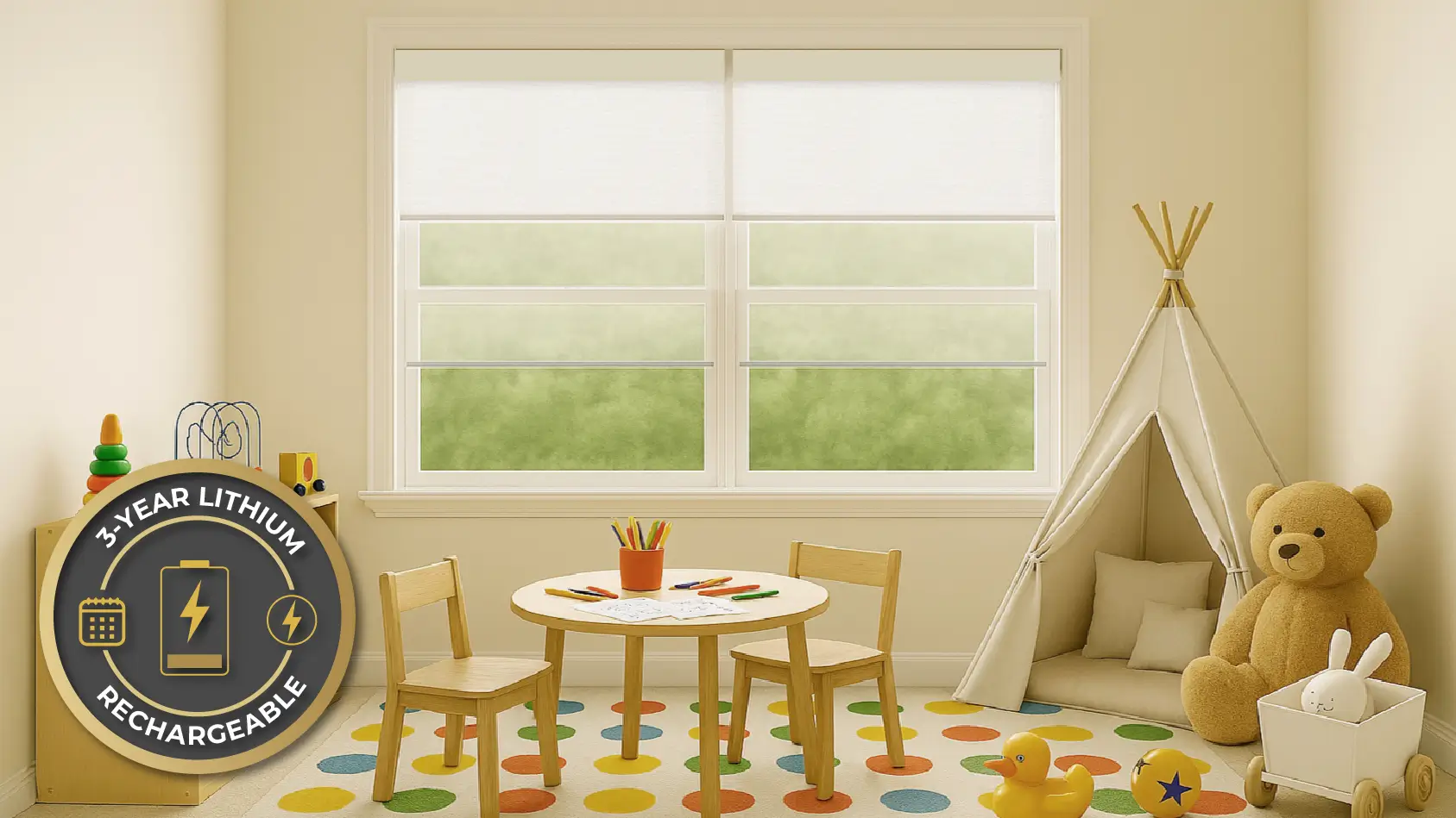 Nino Duo Shades - 3-Year Lithium Battery